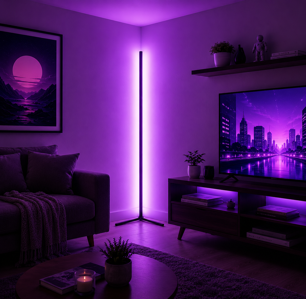 GlowBeam™ Smart RGB Corner Floor Lamp with App Control
