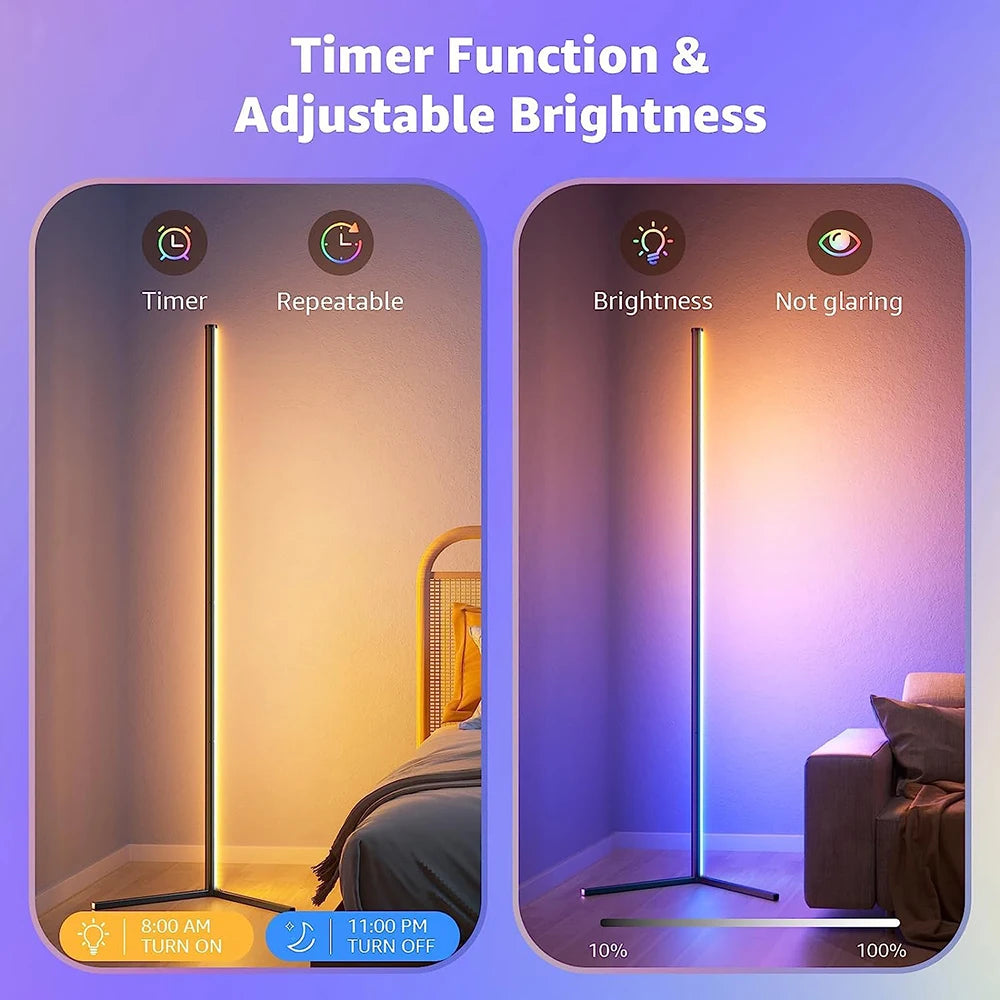 GlowBeam™ Smart RGB Corner Floor Lamp with App Control