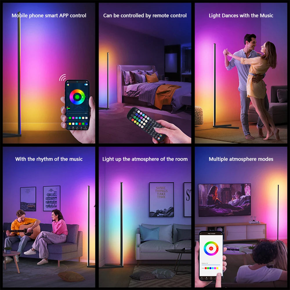 GlowBeam™ Smart RGB Corner Floor Lamp with App Control